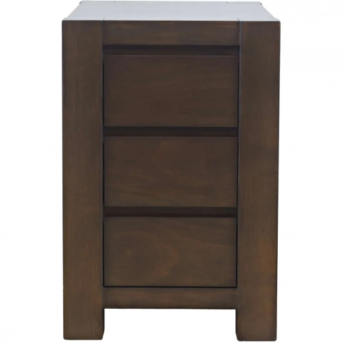 Brownstone Block Frame Side Table with Drawers in Chocolate Brown